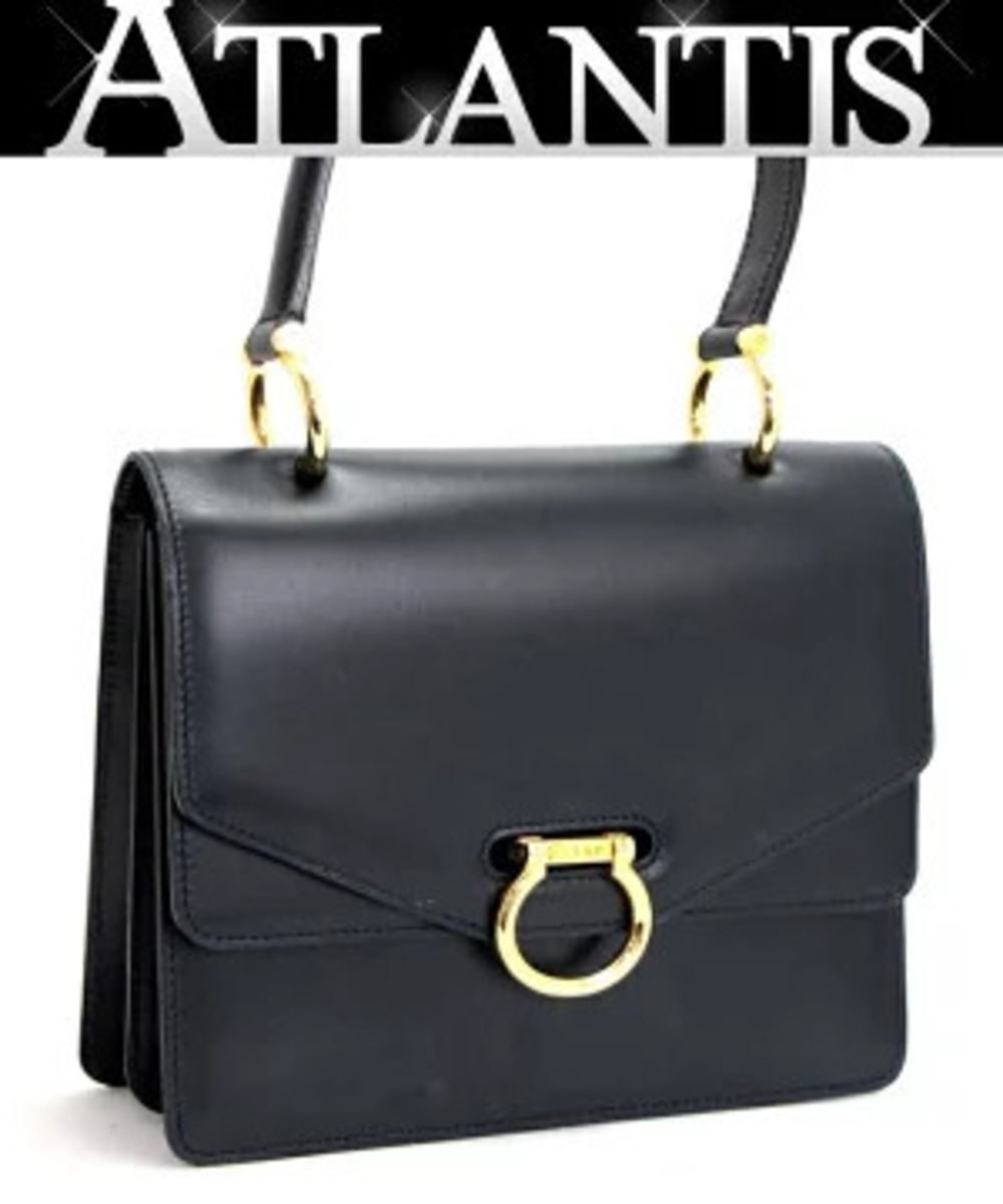Celine Double Flap Handbag Calfskin Navy Blue